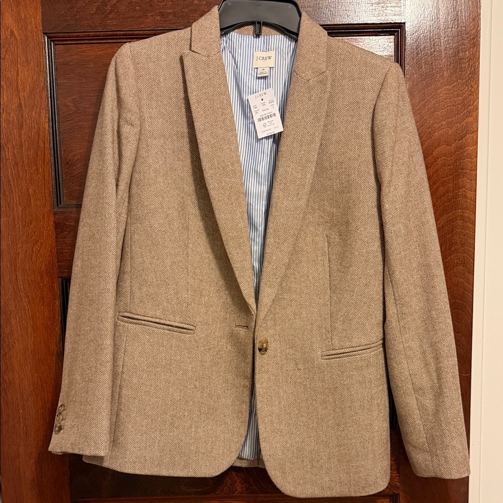 J. Crew Women's Herringbone Tan Blazerl